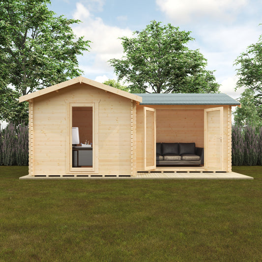 18x14 The L-Shaped Cabin 44mm Log Cabin
