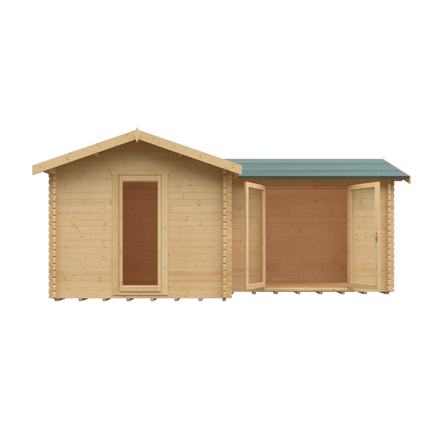 18x14 The L-Shaped Cabin 44mm Log Cabin