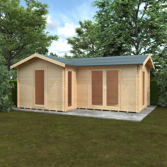 20x14 The L-Shaped Cabin 44mm Log Cabin