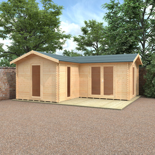 20x18 The L-Shaped Cabin 44mm Log Cabin