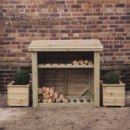 Churnet Valley 4Ft X 4Ft Log Store With Kindling Shelf