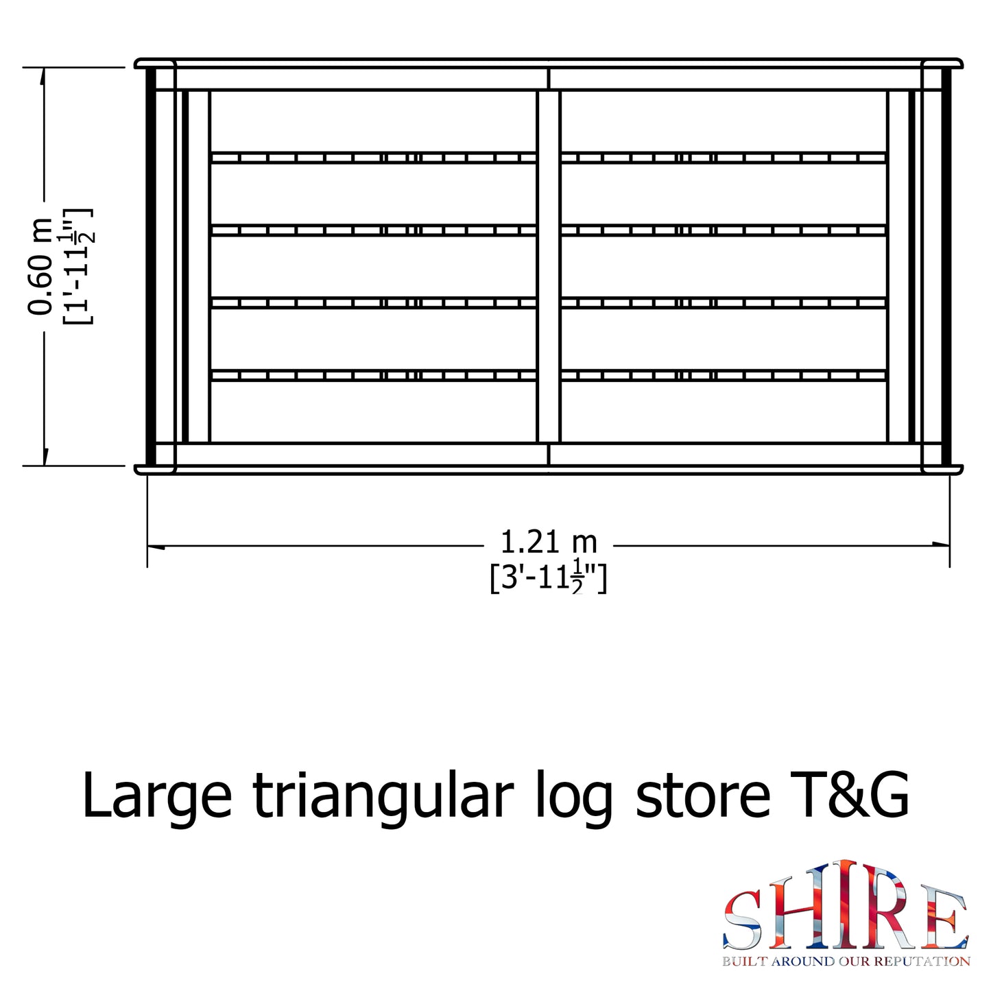 Shire Large Triangular Log Store Tongue & Groove Pressure treated