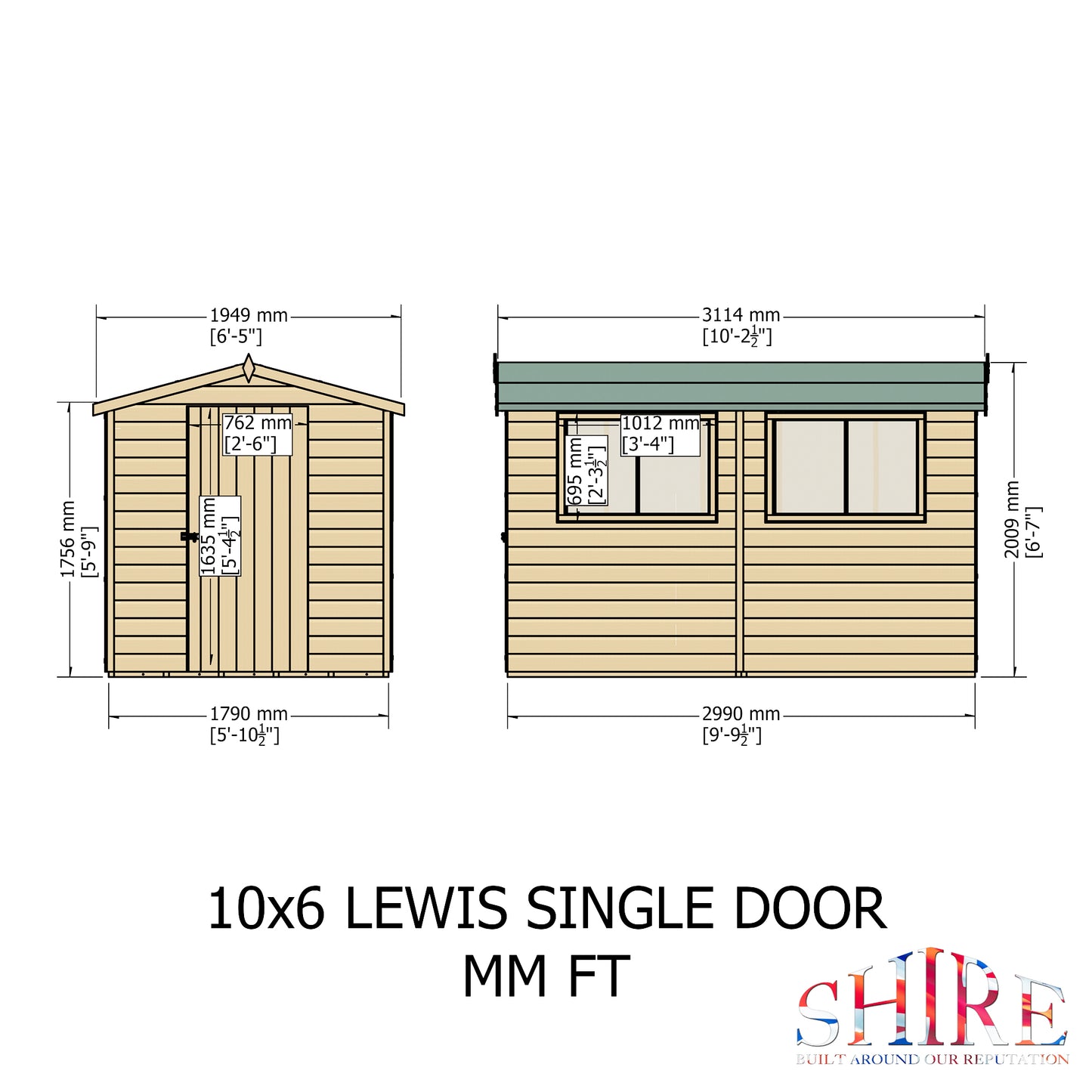 Shire Lewis 10x6 Single Door Shiplap