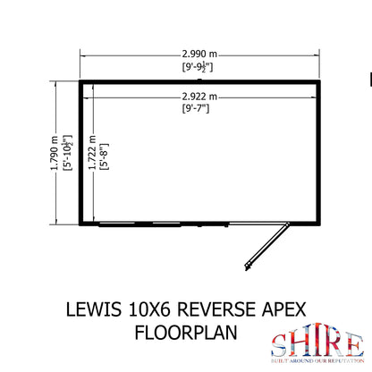 Shire Lewis 10x6 Single Door Shiplap Reverse Style C