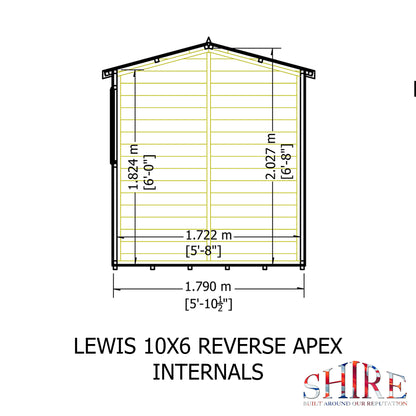 Shire Lewis 10x6 Single Door Shiplap Reverse Style C