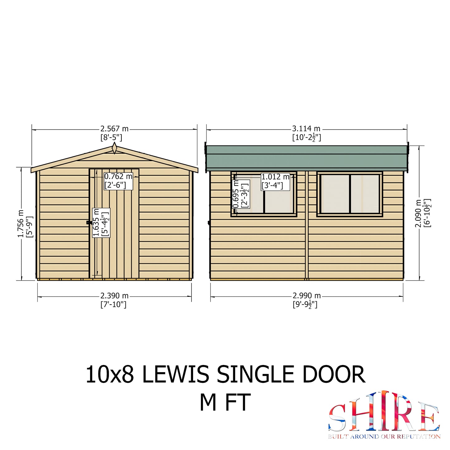 Shire Lewis 10x8 Single Door Shiplap