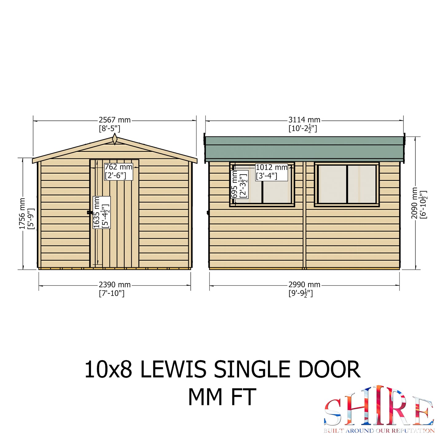 Shire Lewis 10x8 Single Door Loglap