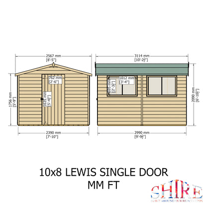 Shire Lewis 10x8 Single Door Shiplap