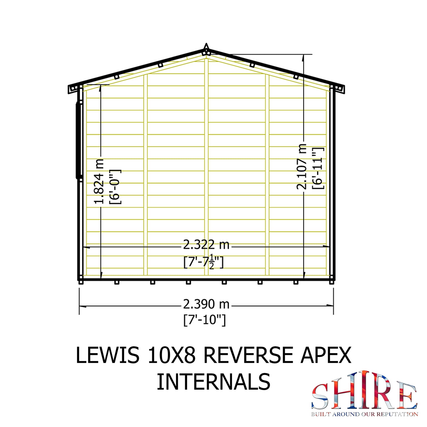 Shire Lewis 10x8 Single Door Loglap Reverse Style C