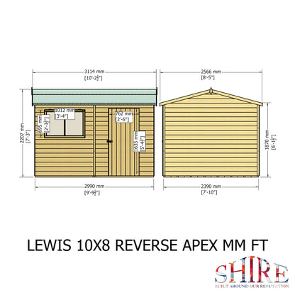 Shire Lewis 10x8 Single Door Loglap Reverse Style C