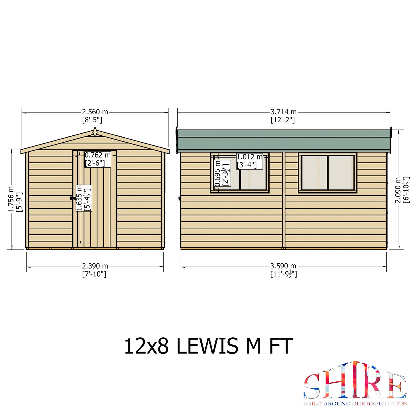 Shire Lewis 12x8 Single Door Loglap