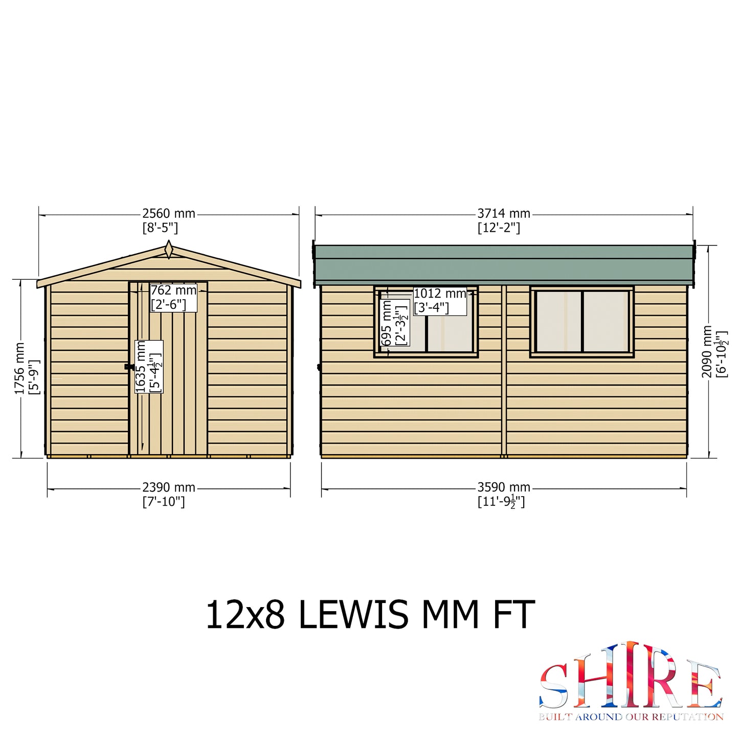 Shire Lewis 12x8 Single Door Loglap