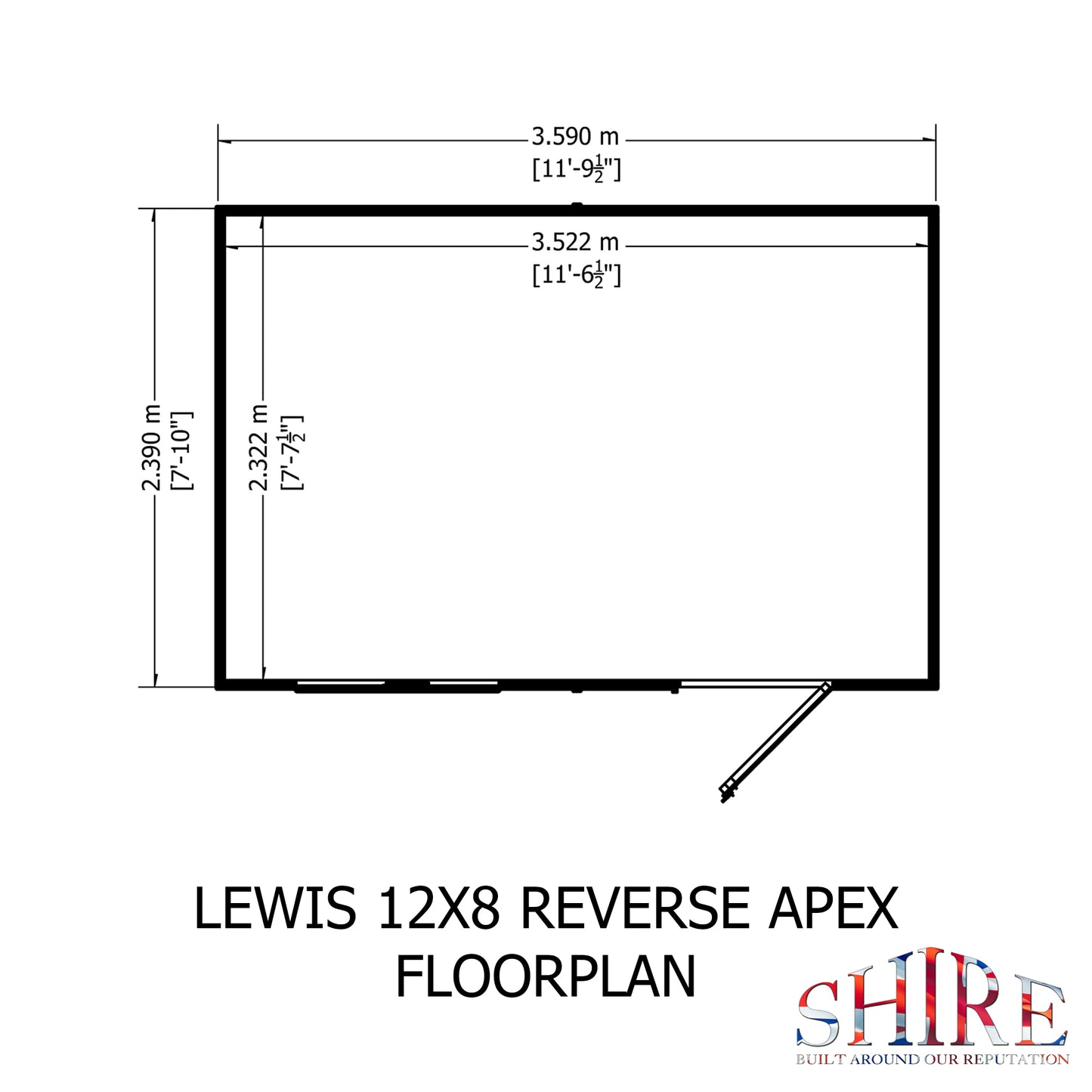 Shire Lewis 12x8 Single Door Shiplap Reverse Style C