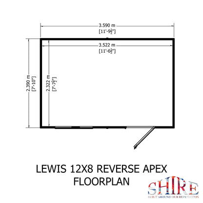 Shire Lewis 12x8 Single Door Shiplap Reverse Style C