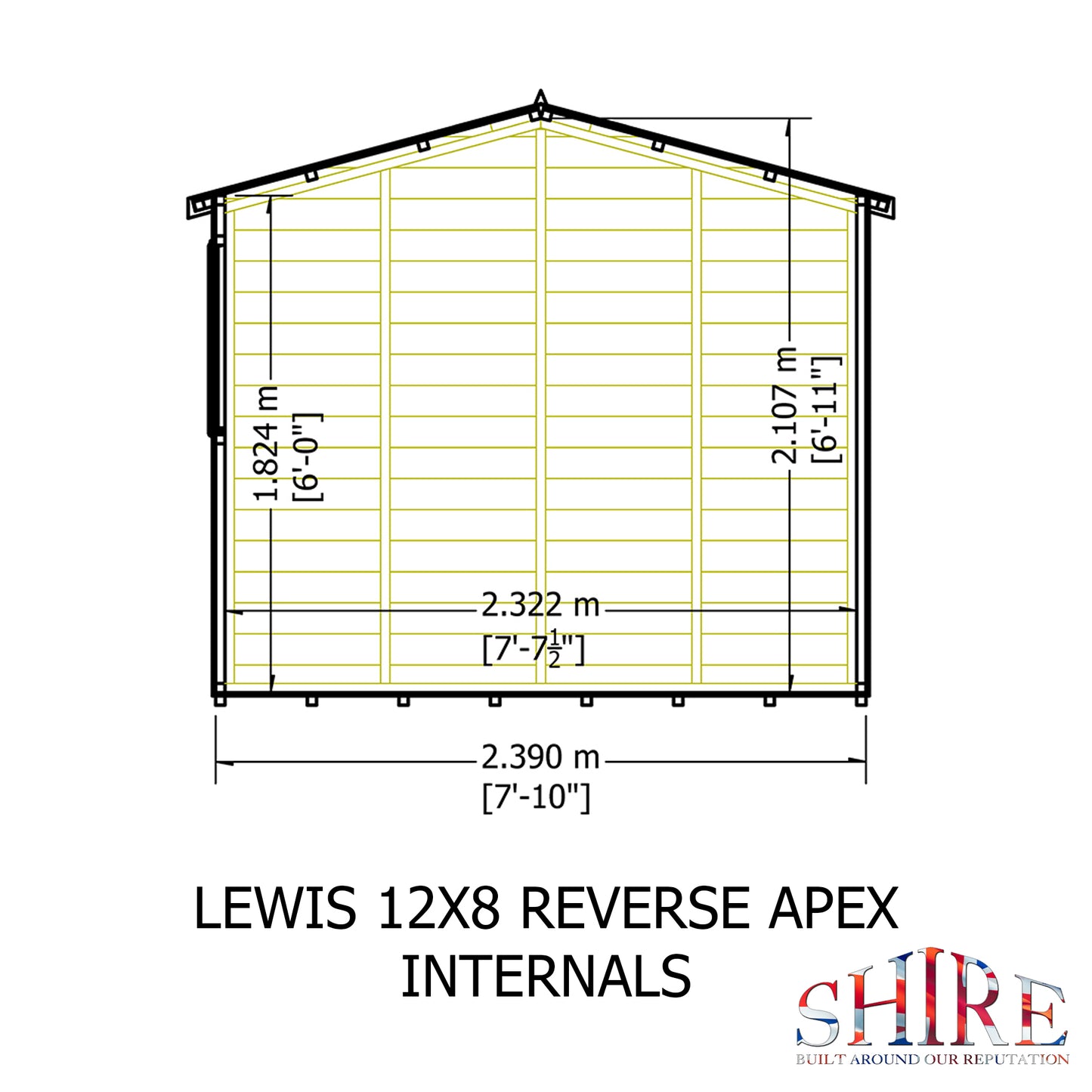 Shire Lewis 12x8 Single Door Shiplap Reverse Style D