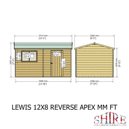 Shire Lewis 12x8 Single Door Loglap Reverse Style C