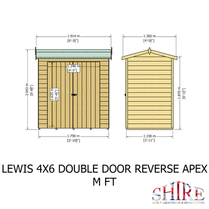 Shire Lewis 4x6 Double Door Shiplap Reverse