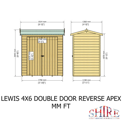 Shire Lewis 4x6 Double Door Shiplap Reverse