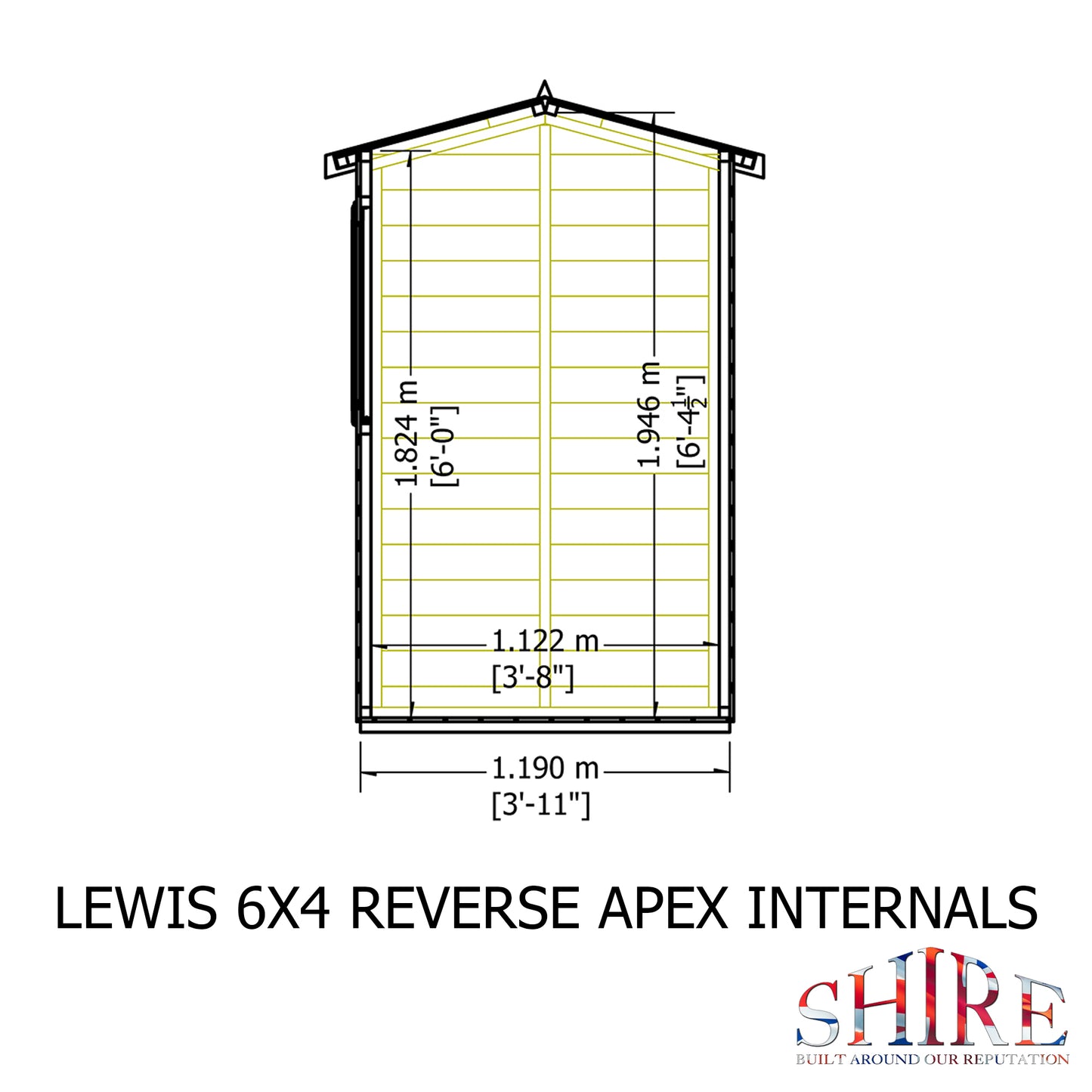 Shire Lewis 6x4 Single Door Shiplap Reverse Style D