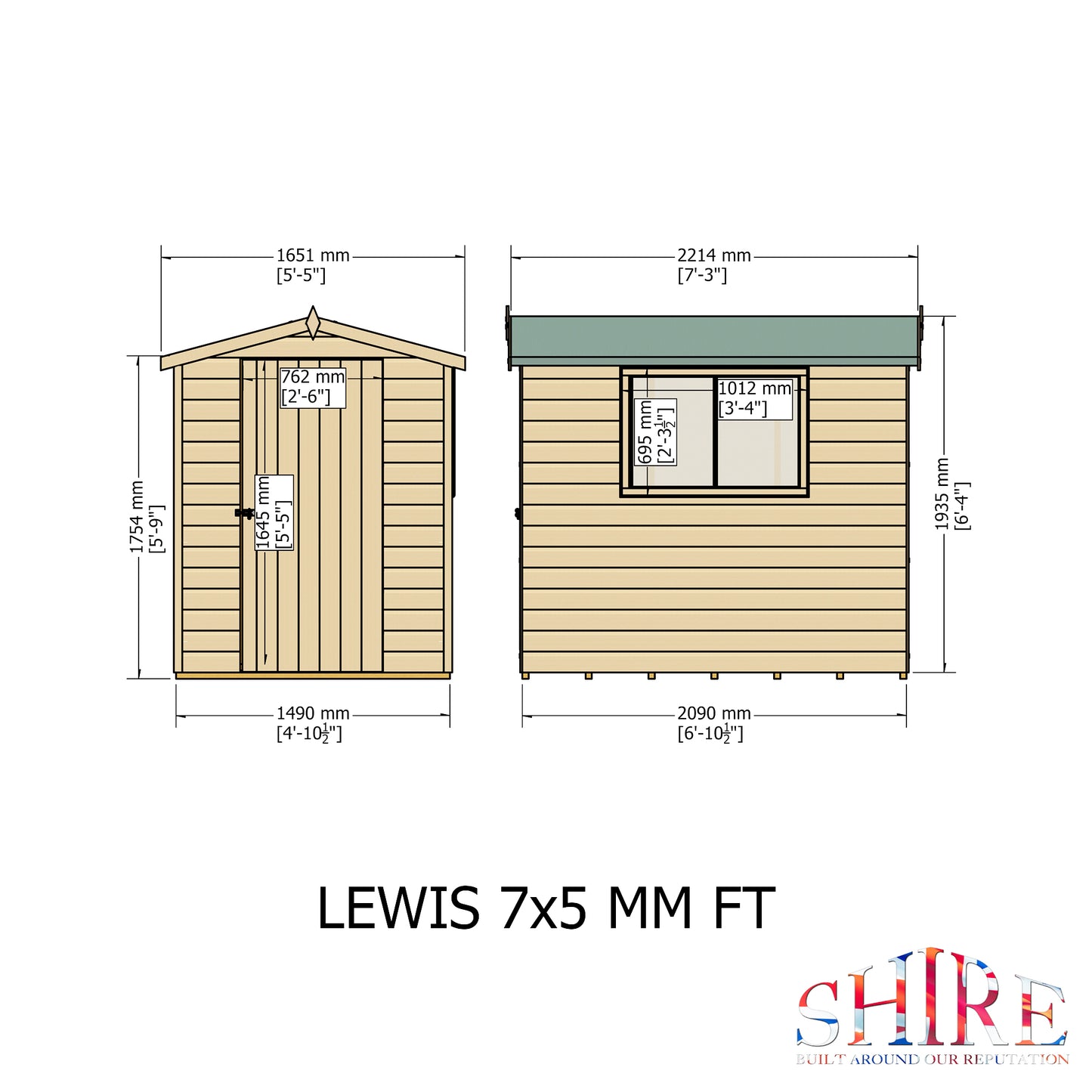 Shire Lewis 7x5 Single Door Shiplap