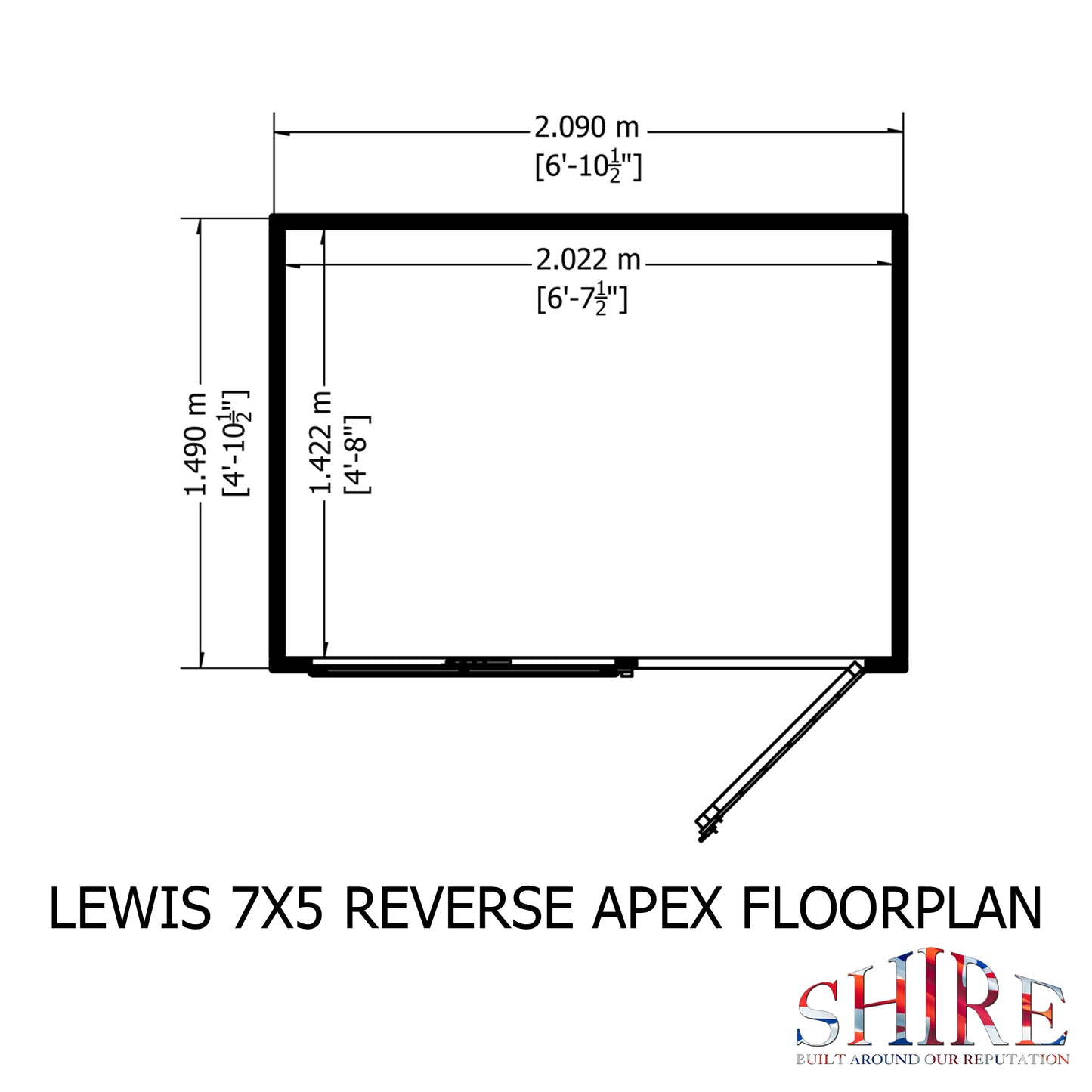 Shire Lewis 7x5 Single Door Shiplap Reverse Style C