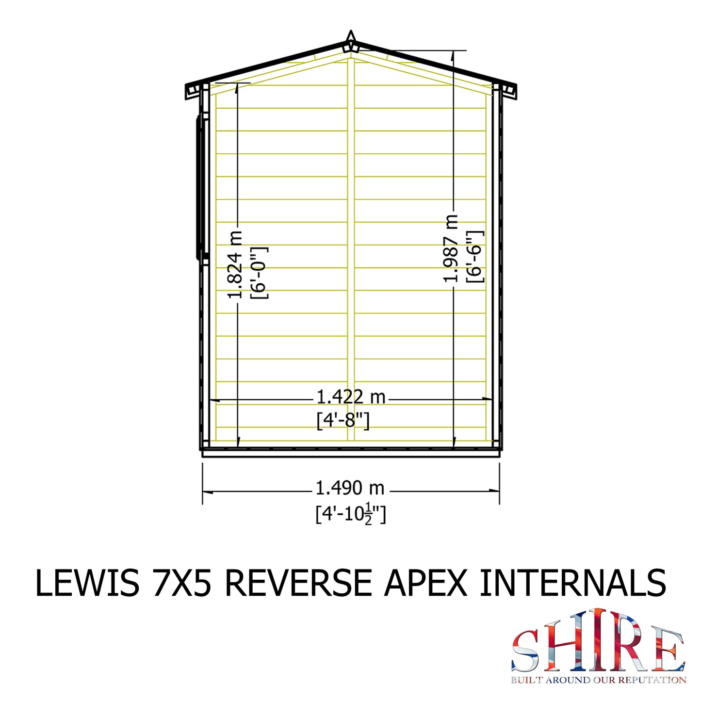 Shire Lewis 7x5 Single Door Shiplap Reverse Style D