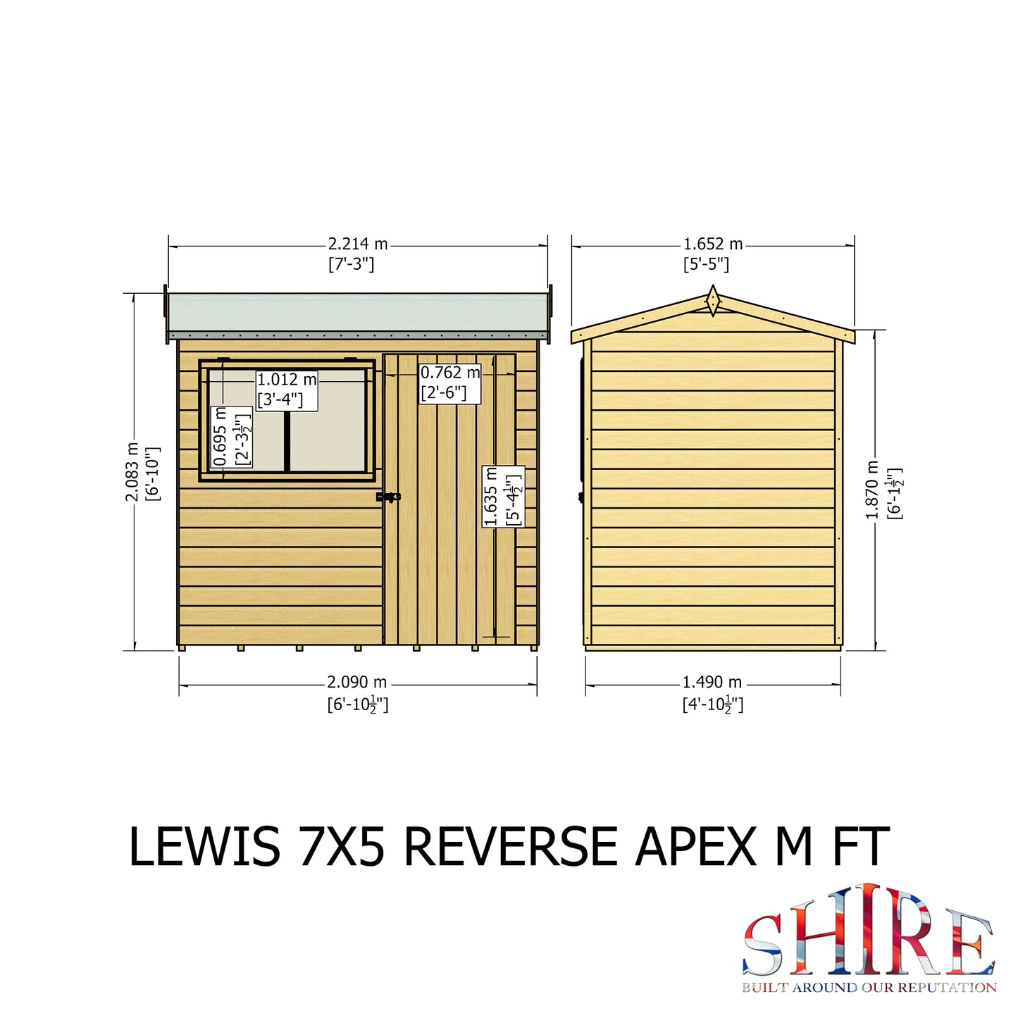 Shire Lewis 7x5 Single Door Loglap Reverse Style C