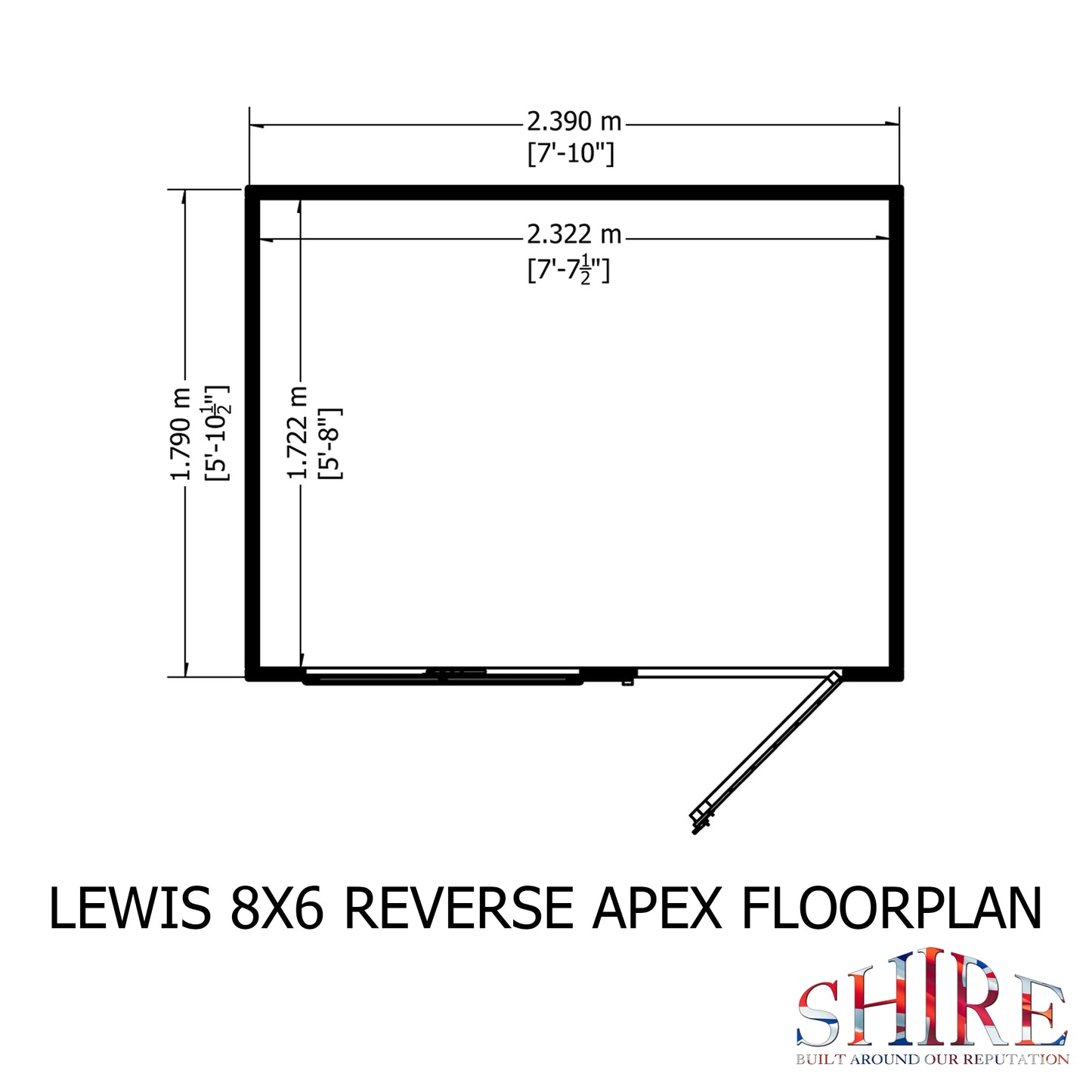 Shire Lewis 8x6 Single Door Shiplap Reverse Style C