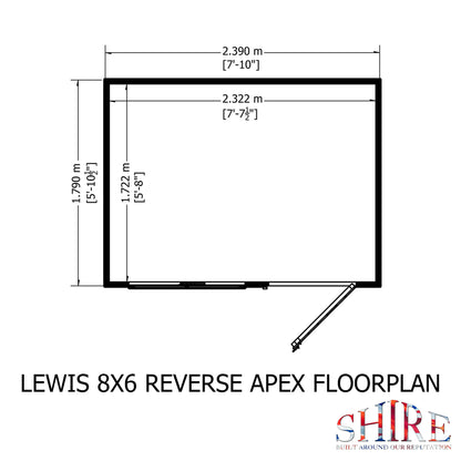 Shire Lewis 8x6 Single Door Shiplap Reverse Style C