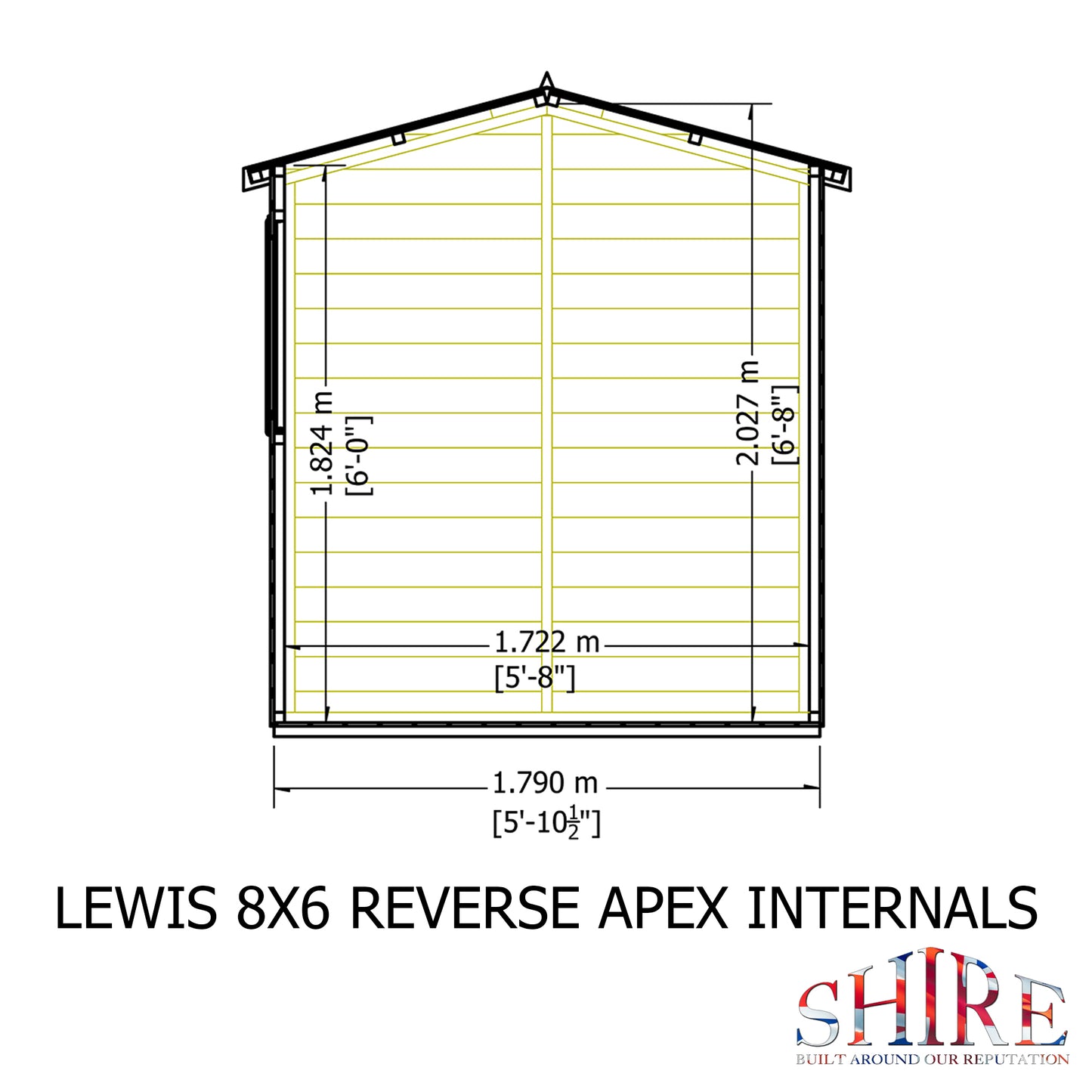 Shire Lewis 8x6 Single Door Shiplap Reverse Style C
