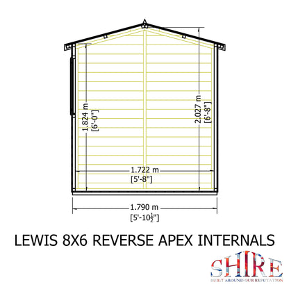 Shire Lewis 8x6 Single Door Shiplap Reverse Style C