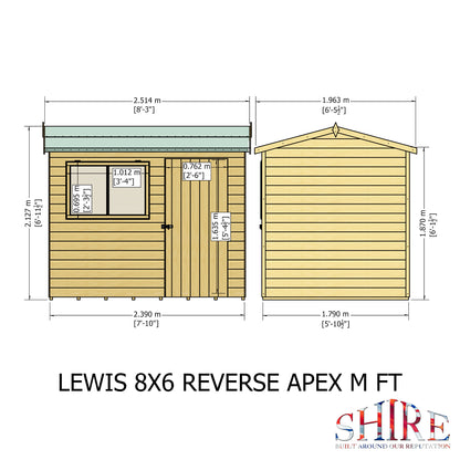 Shire Lewis 8x6 Single Door Shiplap Reverse Style C