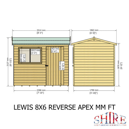 Shire Lewis 8x6 Single Door Shiplap Reverse Style C