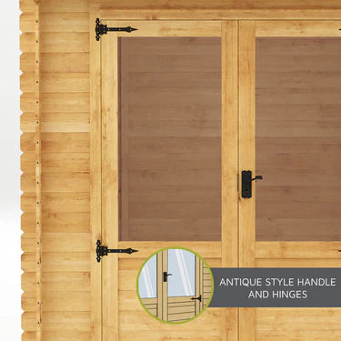Mercia 5.1m x 3m Pent Log Cabin With Side Shed - 19mm