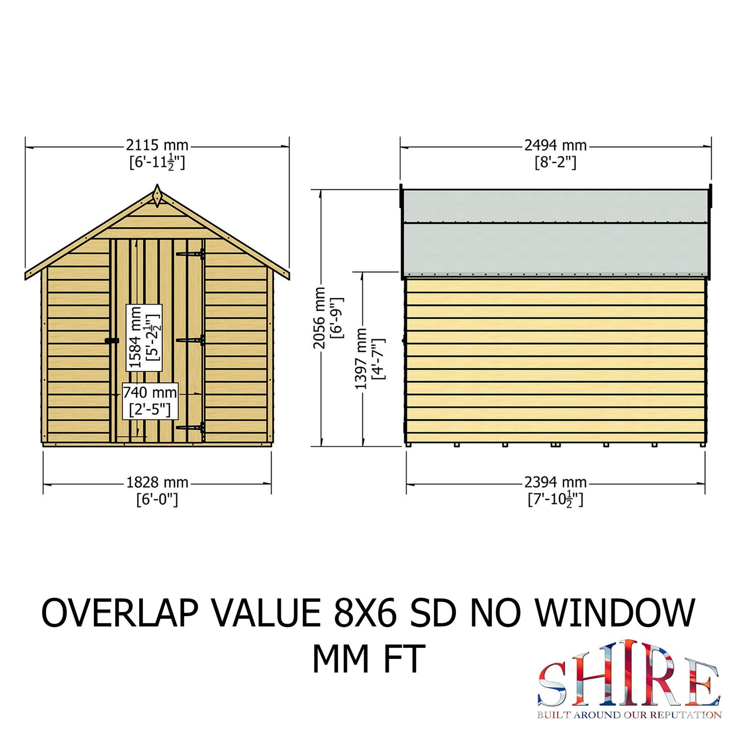Shire Overlap 8x6 Single Door Value Pressure treated