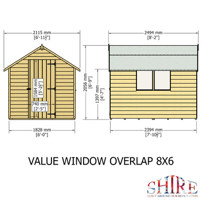 Shire Overlap 8x6 Single Door Value with Window Pressure treated