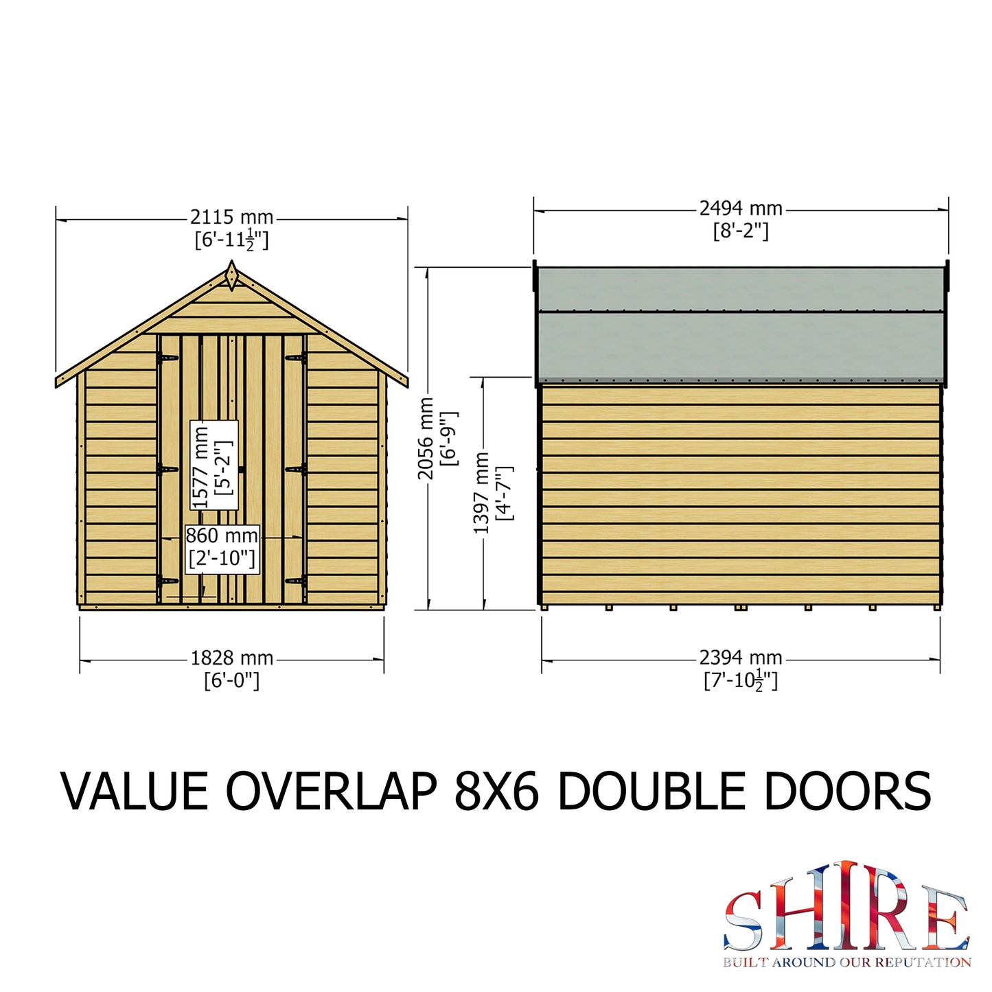 Shire Overlap 8x6 Double Door Value