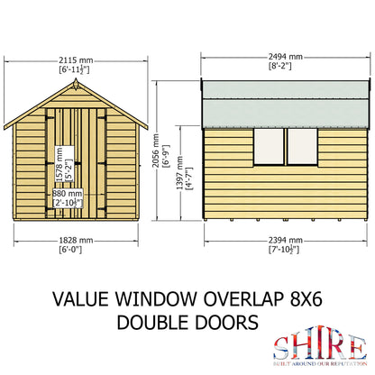 Shire Overlap 8x6 Double Door Value With Window