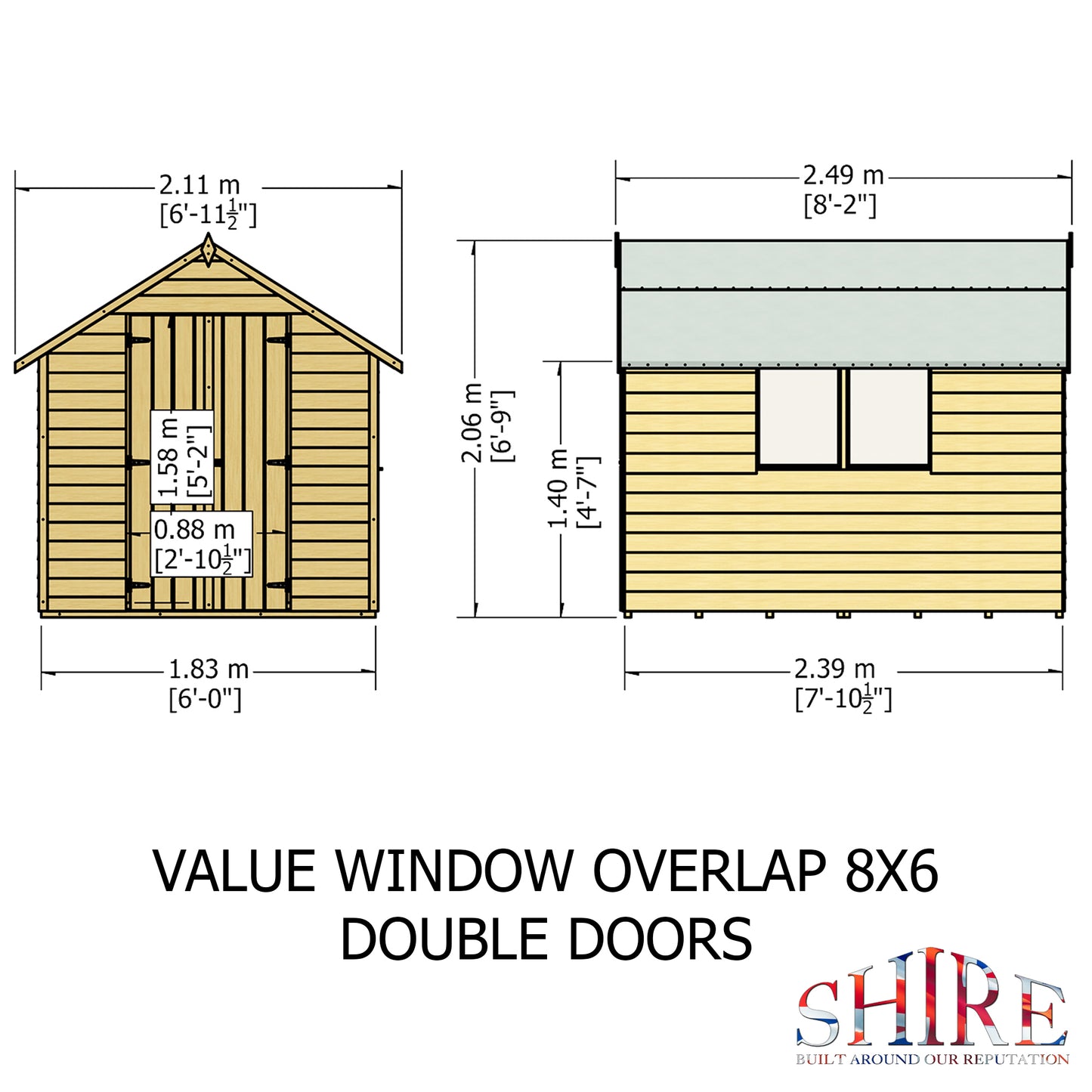 Shire Overlap 8x6 Double Door Value With Window