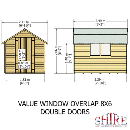Shire Overlap 8x6 Double Door Value With Window