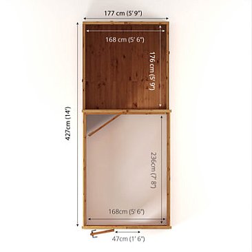 Mercia 14 x 6 Woodsman Combi Greenhouse Shed - Styrene