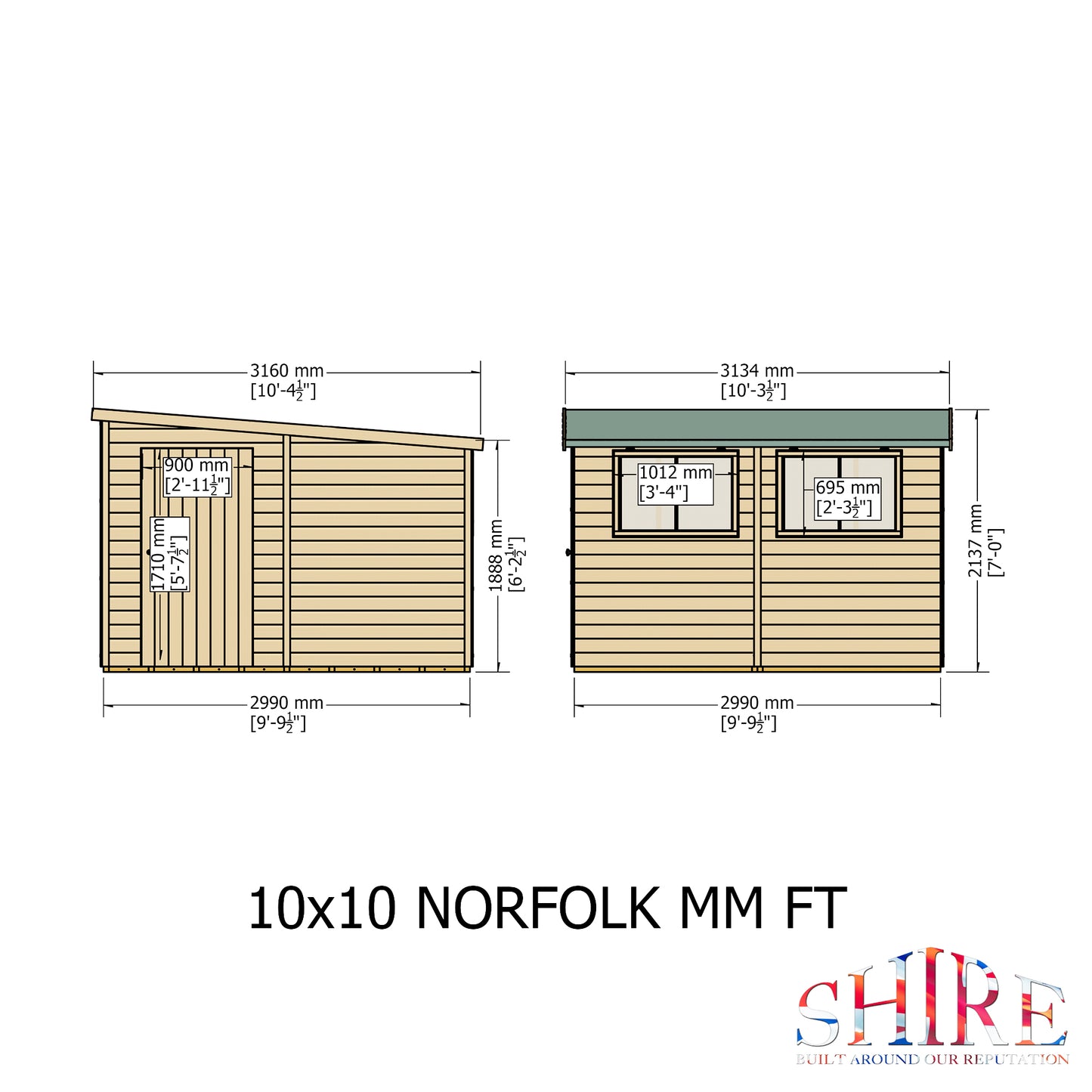 Shire Norfolk 10x10 Single Door Shiplap Style A