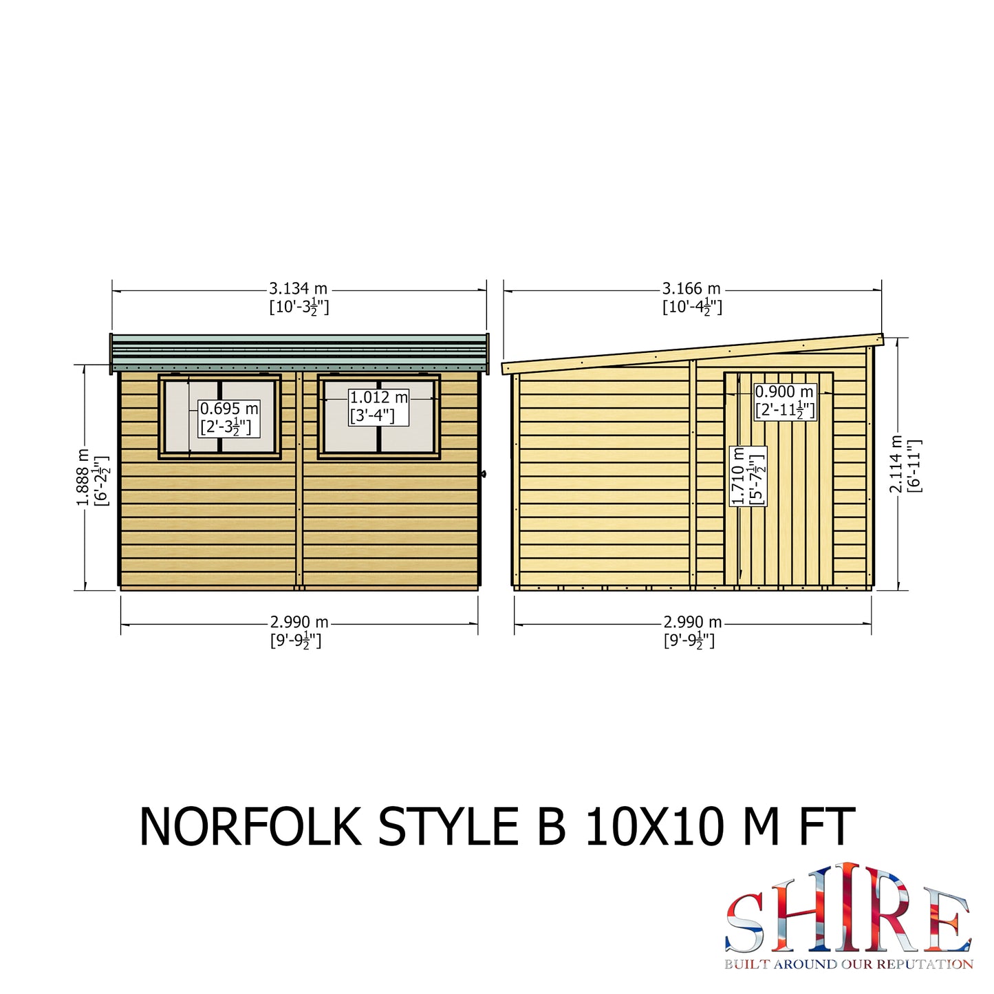 Shire Norfolk 10x10 Single Door Shiplap Style B