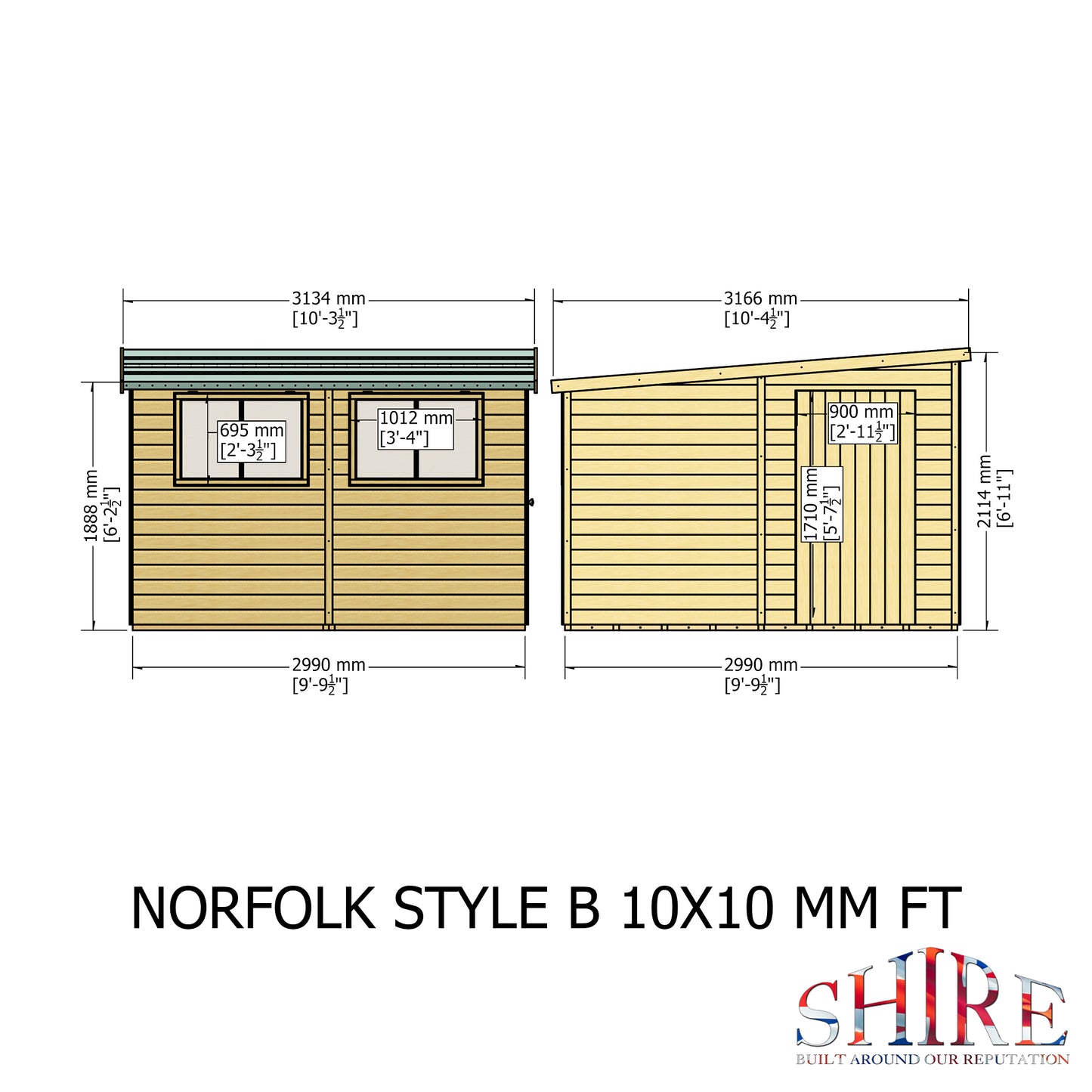 Shire Norfolk 10x10 Single Door Shiplap Style B
