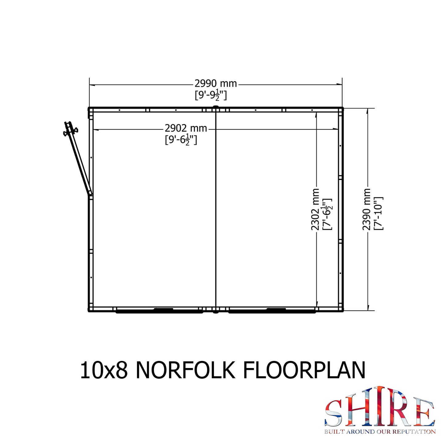 Shire Norfolk 10x8 Single Door Loglap Style A