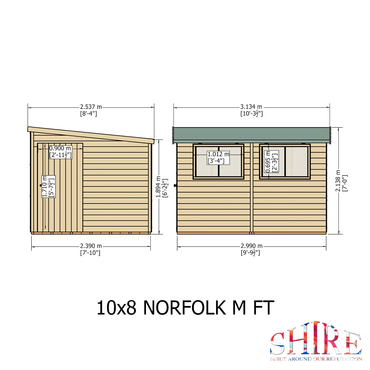 Shire Norfolk 10x8 Single Door Loglap Style A