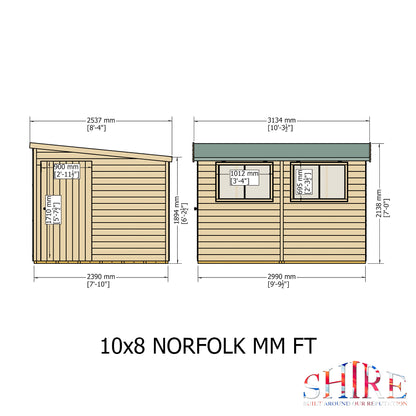 Shire Norfolk 10x8 Single Door Loglap Style A