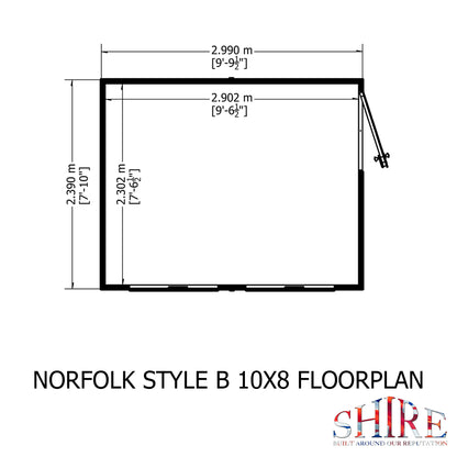 Shire Norfolk 10x8 Single Door Loglap Style B