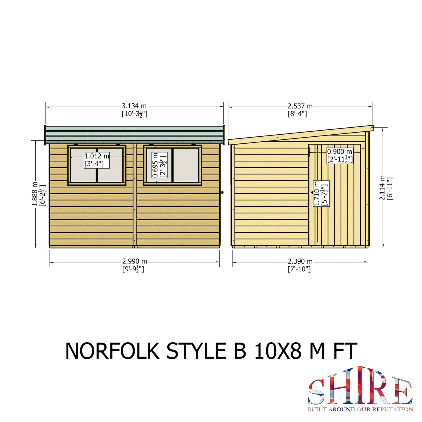Shire Norfolk 10x8 Single Door Shiplap Style B