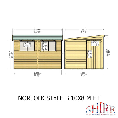 Shire Norfolk 10x8 Single Door Shiplap Style B
